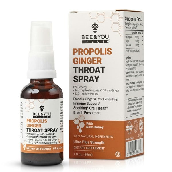 Bee and You Propolis Ginger Raw Honey Throat Spray with Menthol