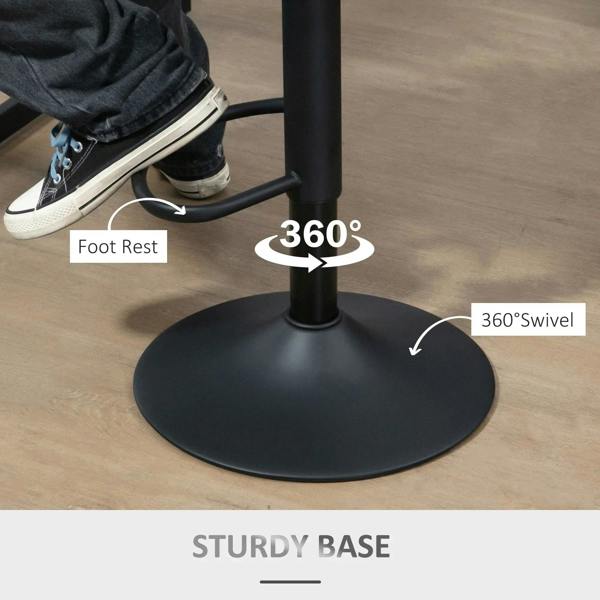 Dark grey bar stool base with circular footrest ring and rotating pedestal