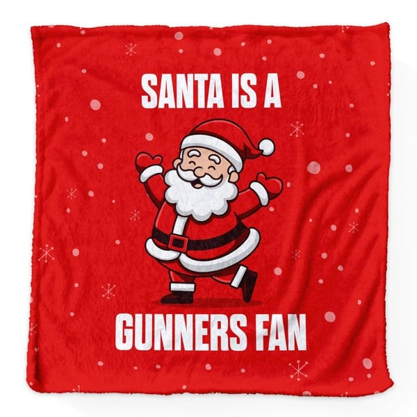 BritishmadeGifts Santa is a Gooners Football Fan - Luxury Fleece Blanket 150cm X 150cm