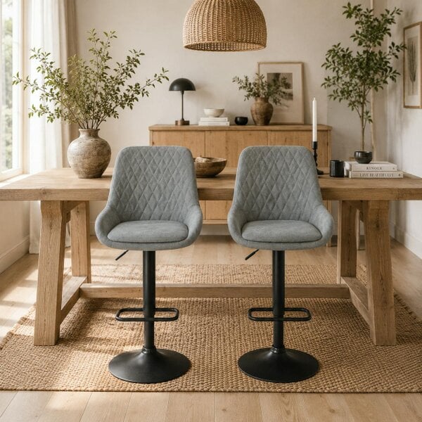 Wyld Haus Taraneno Set Of 2 Light Grey Faux Leather Retro Bar Chairs