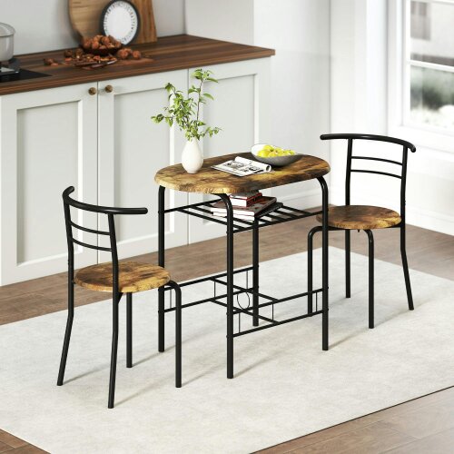 Wyld Haus Vespa Rustic Brown Compact 3 Piece Dining Table And Chair Set