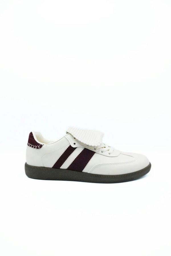 Johanna Lace-up Flip Tongue Round Toe Trainers - Beige
