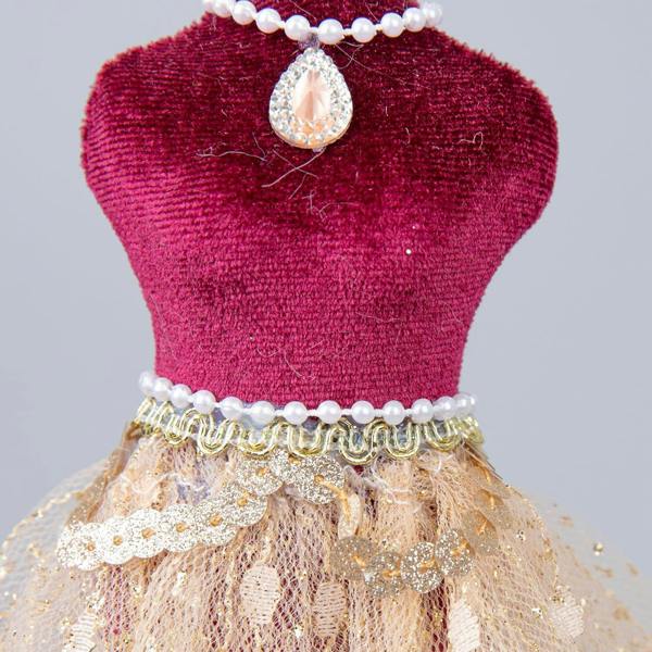 15cm Burgundy and Gold Ballerina Christmas Hanging Decoration Ornament Set image 3