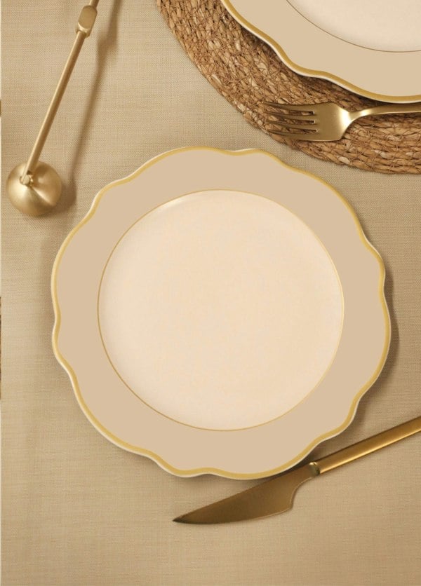 Rozi Jaswely Collection Porcelain Side Plates, Set of 6 (Sand Beige)