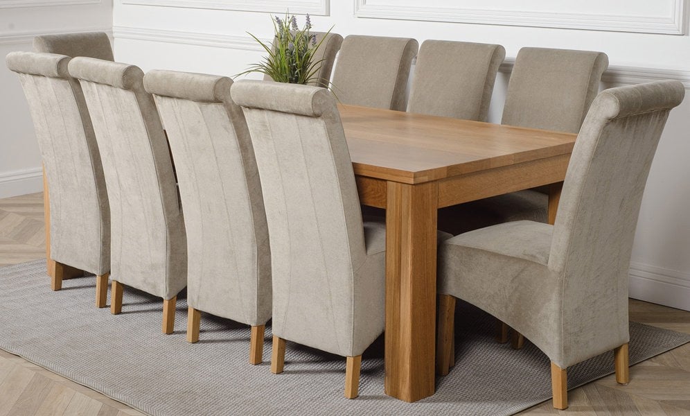 That's Furniture Dakota Extra Large Oak Dining Table with Montana Fabric Chairs