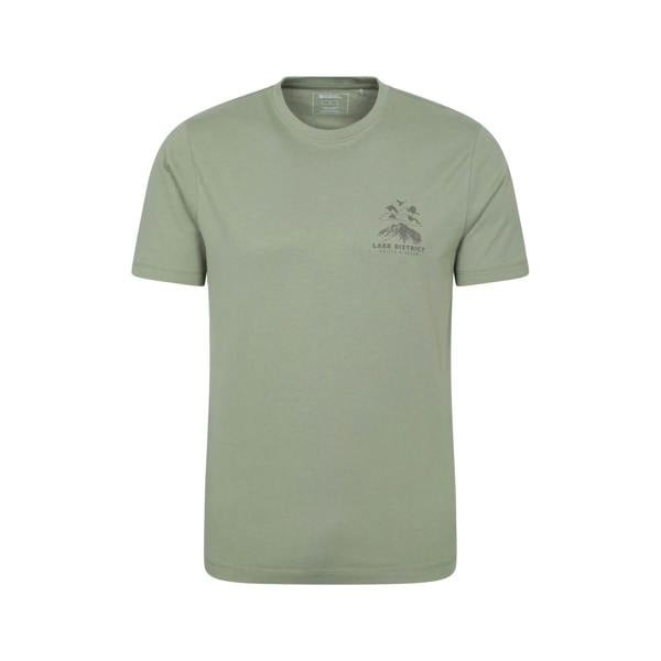 Mountain Warehouse Mens Lake District Back Print Short-Sleeved T-Shirt - Khaki Green - 