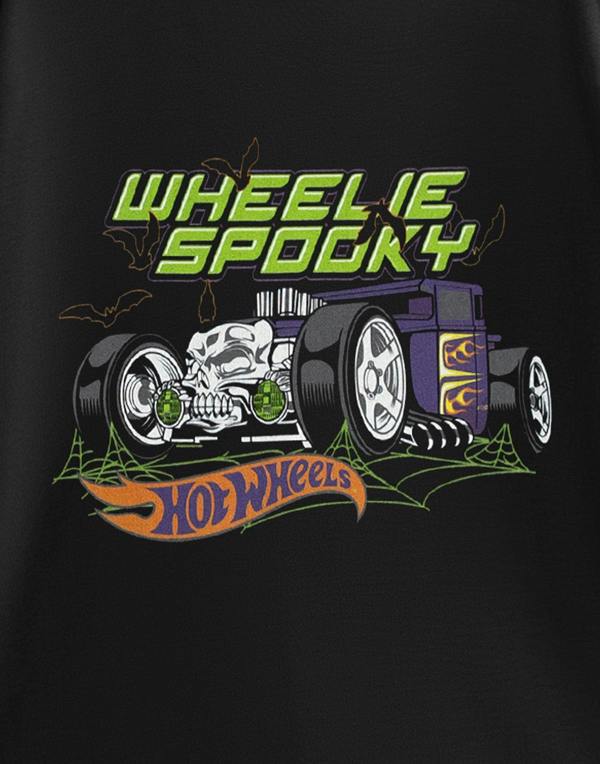 Vanilla Underground Hot Wheels Boys Black Wheelie Spooky Short Sleeved T-Shirt