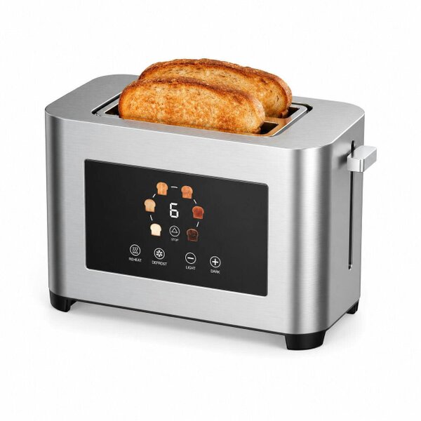 DMD Collective Touchscreen 4 Slice Long Slot Toaster Stainless Steel, 6 Browning Levels, Defrost Reheat & Cancel Functions, 1400W - 2 Slice