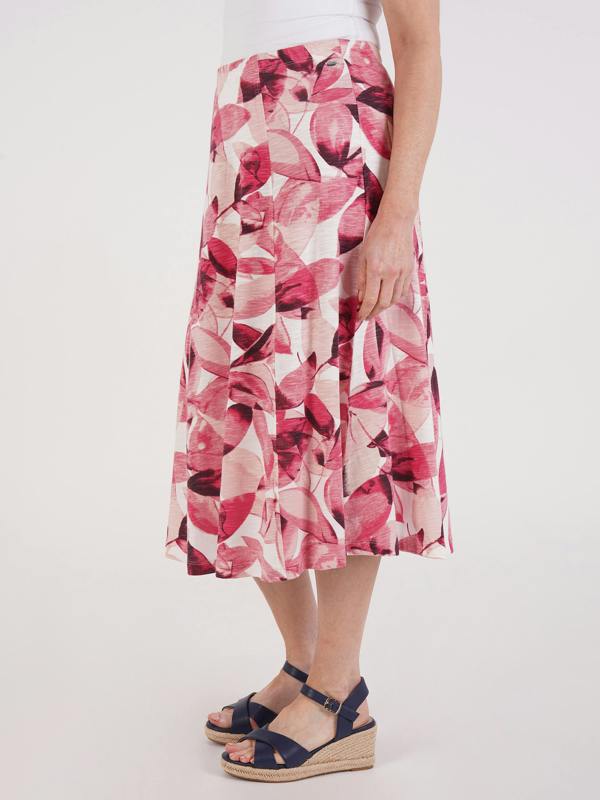 TIGI Summer Scattered Leaf Print Skirt-regular