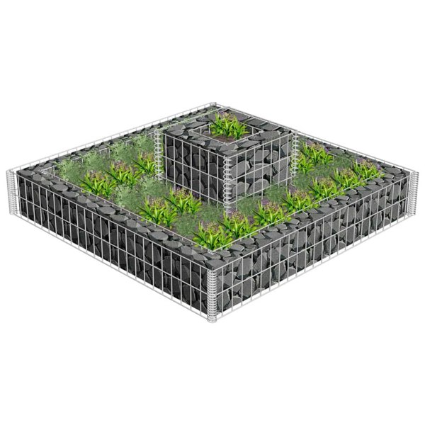 Berkfield Gabion Planter Galvanised Steel 120x120x20