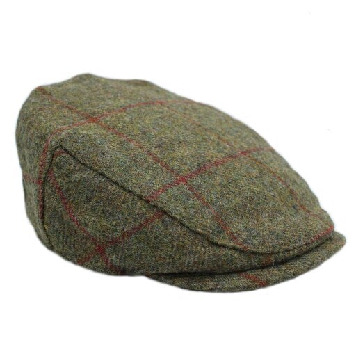 Heather Hats & Accessories British Tweed Wool Flat Cap, Satin Lining, Outdoor Wear, Yew Olive