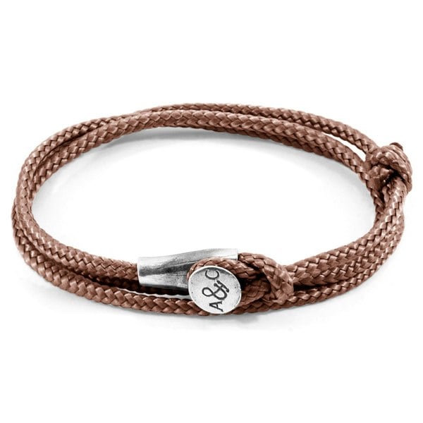 Anchor & Crew Copper Pink Dundee Silver and Rope Bracelet