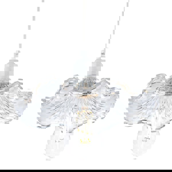 Designer Ribbed Clear Glass Pendant Light Shade with Wavy Ruffled Edge Image 8