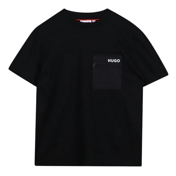 Hugo Childrens/Kids Logo Zip Pocket T-Shirt - Black - 