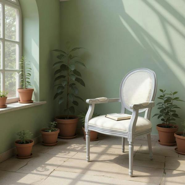 94CM GREY FRAME LINEN FABRIC LOUIS CHAIR