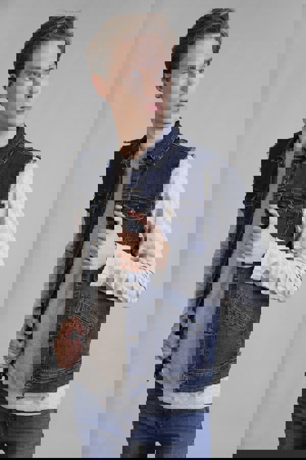 Men's Regular Fit Stretch Denim Sleeveless Jacket Navy Colour Enorsia UK