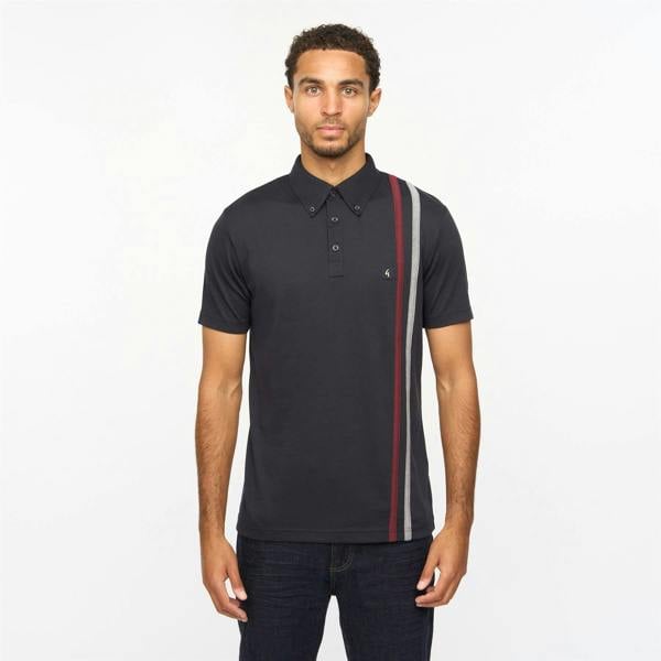 Gabicci V55GX01 Mens Paddy Oxford Stripe Jersey Polo Shirt Gabicci Vintage - NAVY
