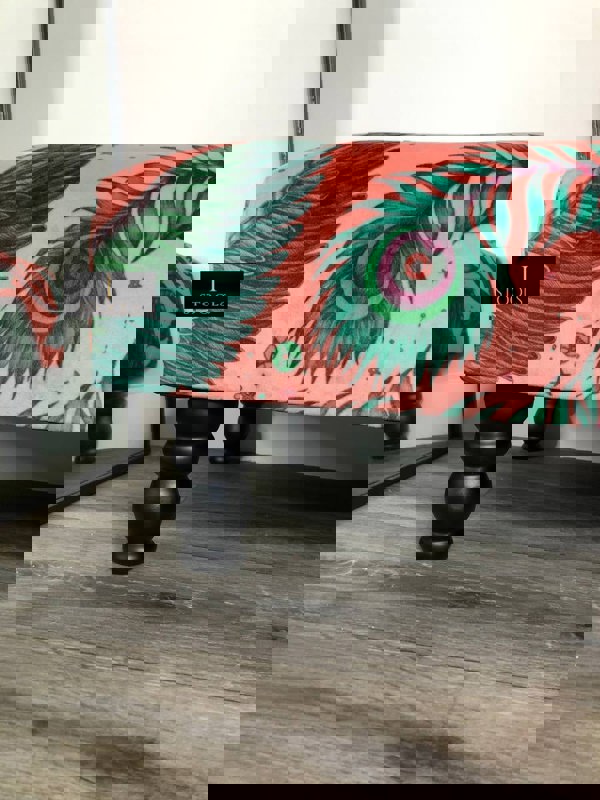 ISTOOLS Lynx Printed Fabric Footstool – Stylish Handmade Ottoman & Footrest for Home Décor