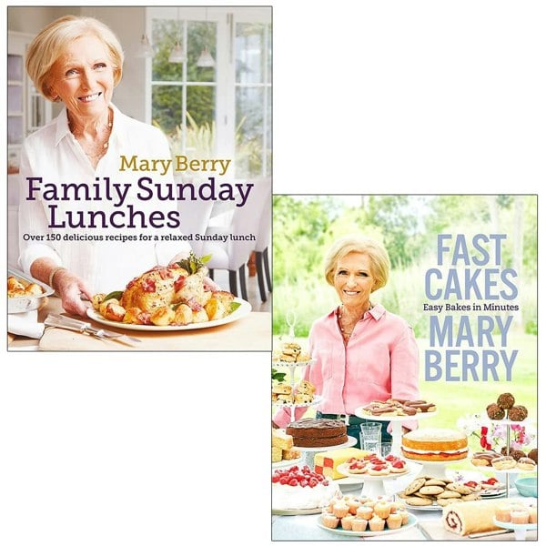 Mary Berry's Family Sunday Lunches & Fast Cakes Easy Bakes In Minutes By Mary Berry 2 Book Set