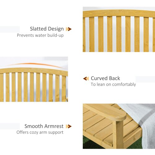Wyld Haus Tola 143cm Natural Wood 2 Seater Garden Bench With Armrests Slatted Frame