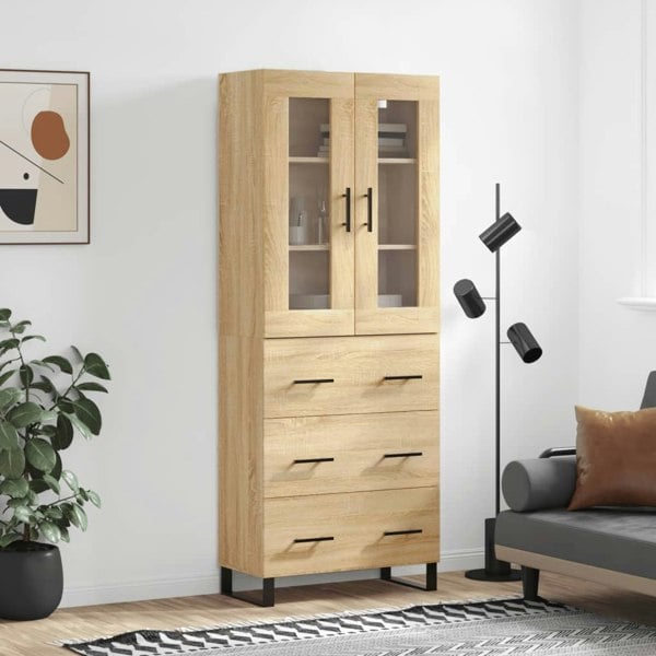 Berkfield Highboard Sonoma Oak 69.5x34x180 cm Engineered Wood