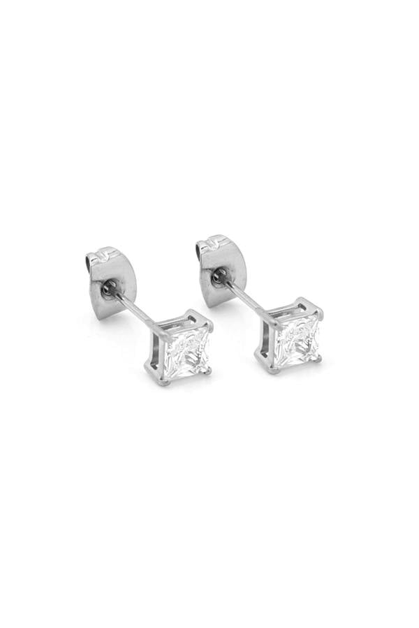 Say It With 4mm Princess Cut Earrings - Silver