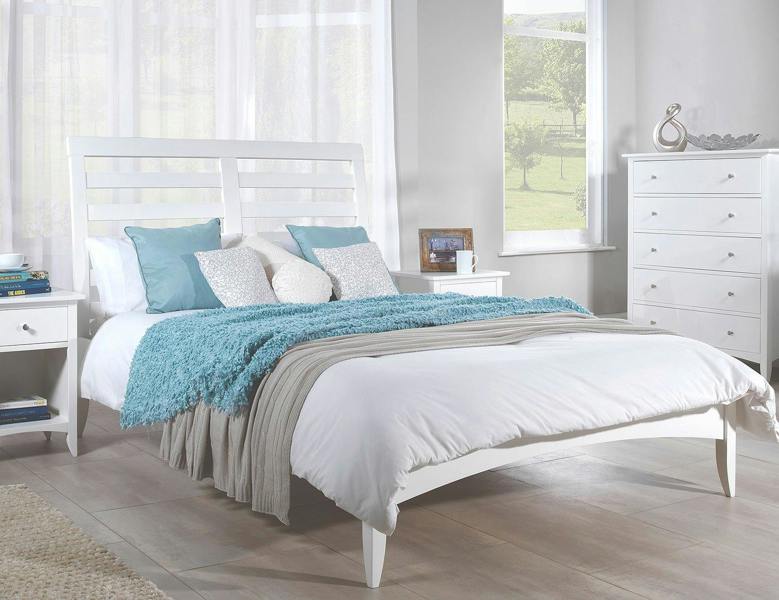 Statement Furniture Edward Hopper White Bed Frame with Tall Slatted Headboard Single 3ft, Double 4ft6