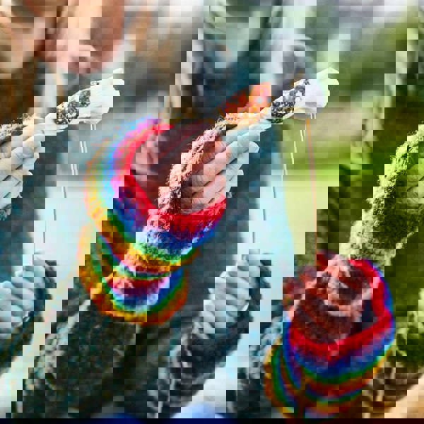 Paper High Woollen Rainbow Handwarmer Gloves