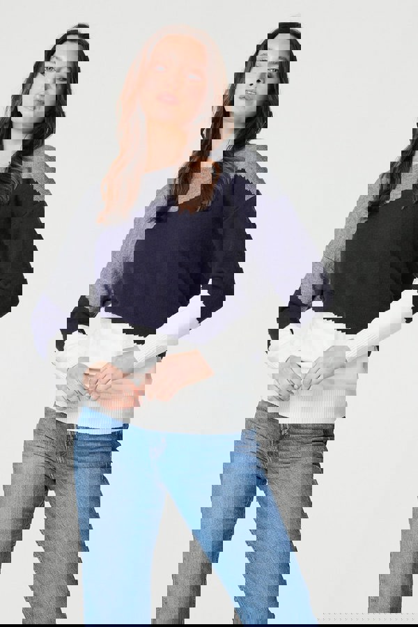 Navy | Colour Block Relaxed Knit Sweater