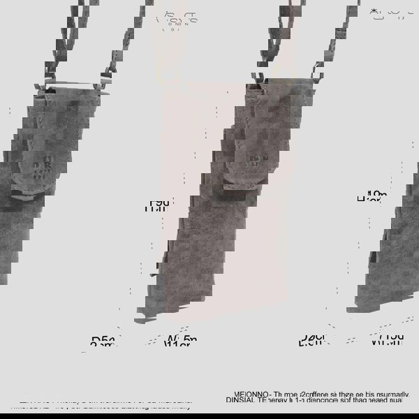 Real Hide Bags 'THEA' Grey Distressed Real Leather Mobile Phone Crossbody Bag