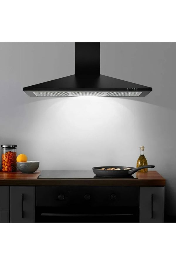 Living and Home 90CM Wall Mount Cooker Hood 3 Speeds with LED Lights 3-Layer Aluminum Filter Kitchen Extractor