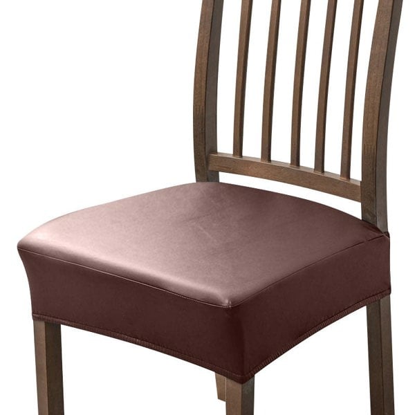 Anyseat Chair Cover Coffee PU Leather Seat Slipcover Chair Cover for Kitchen Hotel Banquet Dining Living Room
