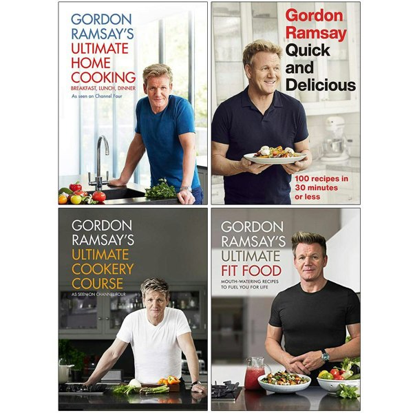 Gordon Ramsay 4 Book Set Ultimate Home Cooking, Quick & Delicious, Cookery Course, Fit Food