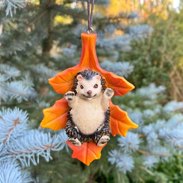 Farmwood Autumnal Hedgehog Leaf Christmas Tree Decoration