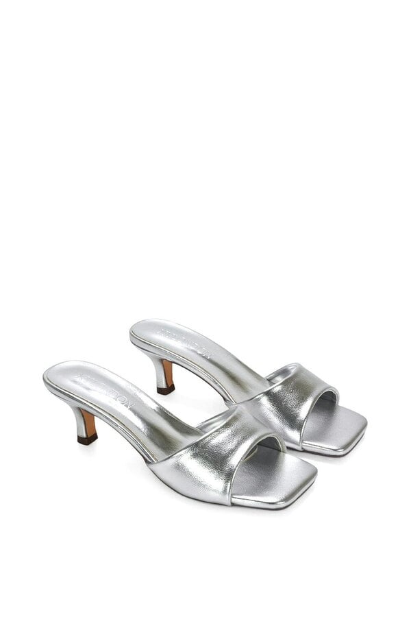 XY LONDON Square Toe Stiletto Kitten Heel Mule Sandals