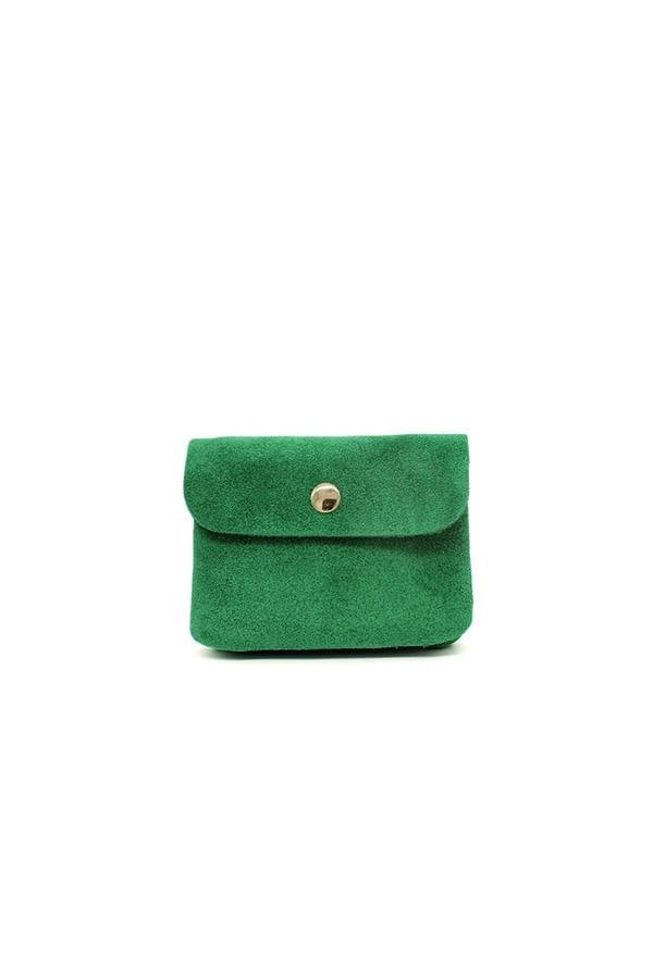 Pluspup Compact Snap Button Slim Fit Italian Genuine Suede Purse