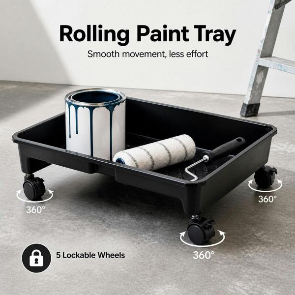 Traderight Paint Roller Set 5-Wheel Tray Extendable Pole Kit For Walls 13Pcs