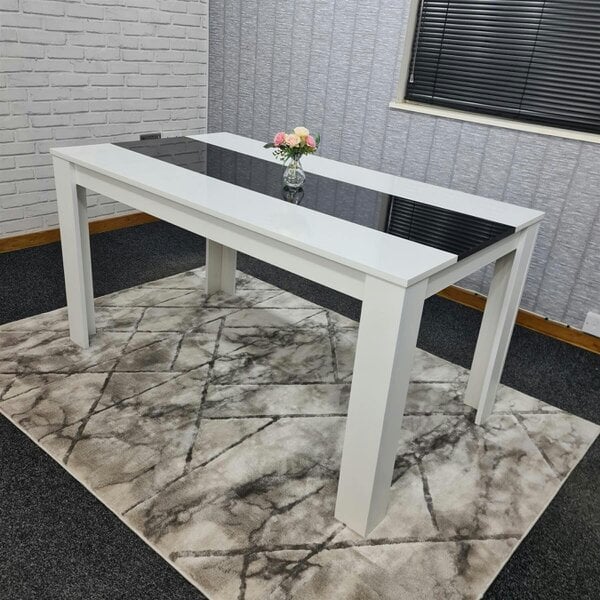 Kosy Koala Dining Table Wood Kitchen Place for 4 Seats, Dining Table Only (White and Black H 75 x L 117 x W 77 cm)