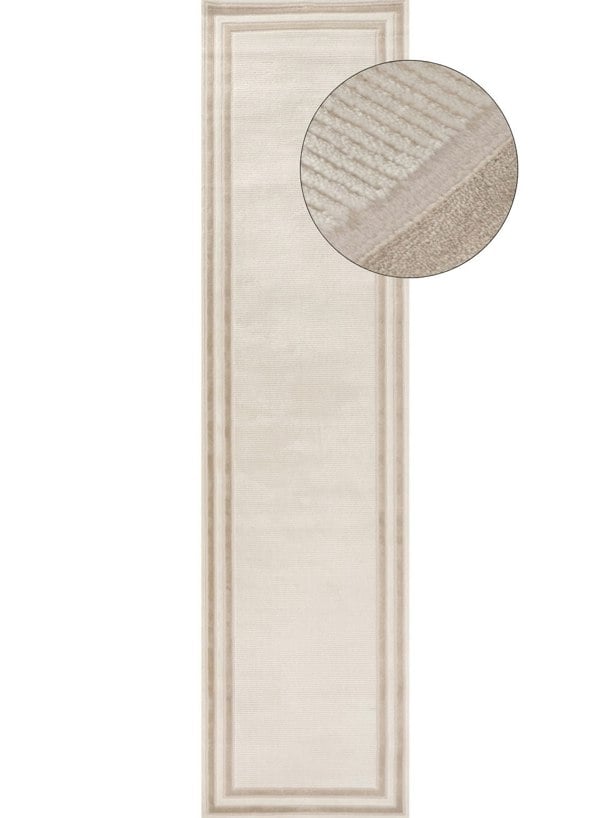 Bordered Living Room rug, beige-cream colours, stain-resistant and non-shedding
