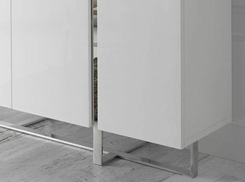 Angel Cerdá White Wood and Chrome-plated Steel Tall Sideboard 3053