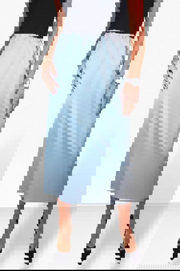 Paulo Due Women's Midi Maxi Matte Satin Skirt Elasticated Waist