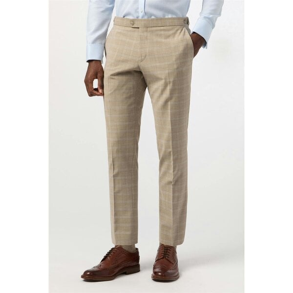 Alexandre Silver Alexandre Tailored Fit Stone Blue Check Trousers