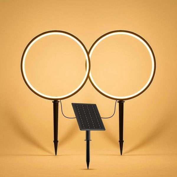 Milagro Rings Solar Lamp 2X1.5W 2X25Lm 3000K Black