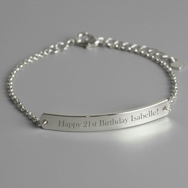 Personalised Memento Company Personalised Silver Tone Bar Bracelet