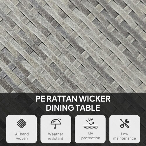 Wyld Haus Ladido 90cm Grey Rattan Wood Effect Outdoor Dining Table