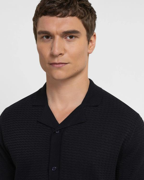 Steel & Jelly Aldgate - Chevron Textured Knitted Short Sleeve Shirt