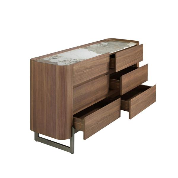 Angel Cerdá Chest of drawers walnut and metallic dark steel with porcelain marble top 7151