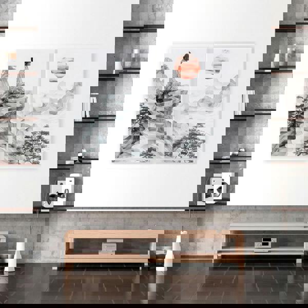 Modern Artwork For Living Room | Set of 2 Asian Inspired Wall art Prints