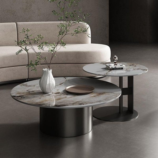 Coar Nesting Coffee Table Set, Gold & Grey-Weilai Concept-Grey-Weilai Concept