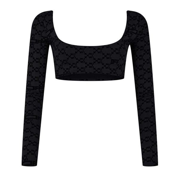 Off-White Womens/Ladies Nylon Crop Top - Black Print - 